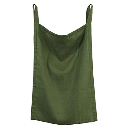 Amazhiyu Pure Linen Over The Door Laundry Hanging Hamper Bag with Bottom Zipper and Pockets Green - color: Green
