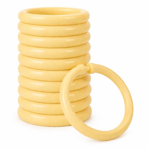 12 Piece Plastic Basic Locking Round Hook Easy Gliding Shower Curtain Rings Fits All Standard Size Shower Rods (Yellow) - color: Yellow