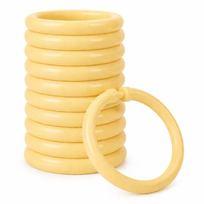 12 Piece Plastic Basic Locking Round Hook Easy Gliding Shower Curtain Rings Fits All Standard Size Shower Rods (Yellow) - color: Yellow