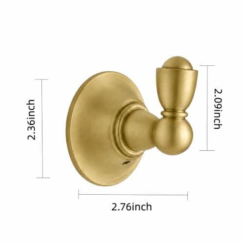 4 Pack 2-3/4inch Brushed Gold Robe Hooks | Solid Zinc Alloy | Wall Mounted | Coat Hooks | Hooks Wall Mounted Robe Hooks | For organization in bathrooms entrances. - color: Brushed Gold