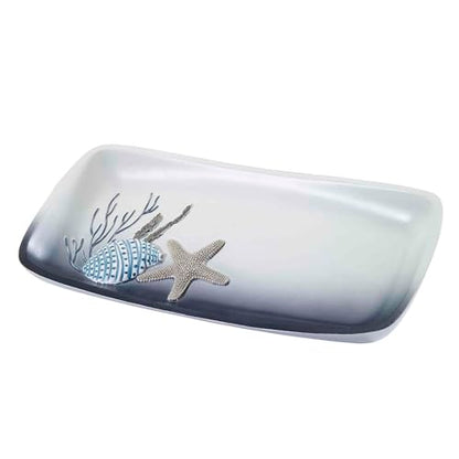 Avanti Linens – Bathroom Accessory, Resin Countertop Accessories, Oceanscape Inspired Bathroom Decor (Blue Lagoon Collection) - size: 10.3" x 5" x 1"