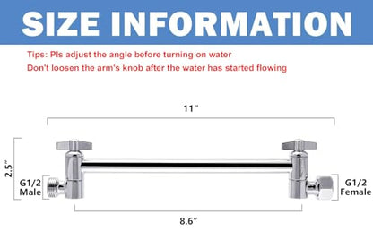 NearMoon Adjustable Shower Arm Universal Connection, Extension Arm, Adjust Angle to Upgrade Shower Experience, Easy to Install, Anti-leak (11 Inch, Chrome Finish) - color: Chrome Finish, style: 11 Inch Adjustale