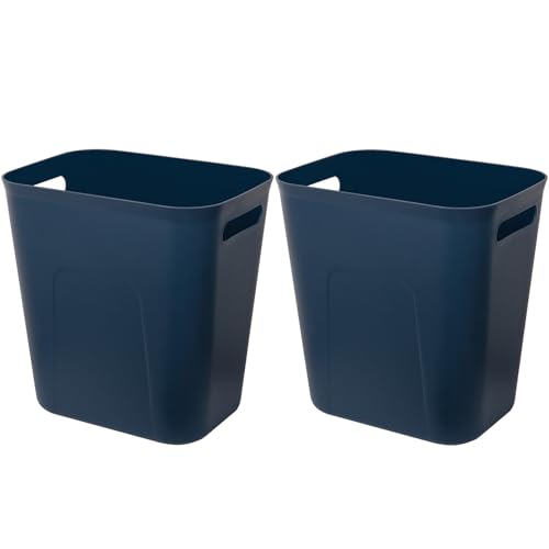 UUJOLY Plastic Small Trash Can Wastebasket, Garbage Container Basket for Bathrooms, Laundry Room, Kitchens, Offices, Kids Rooms, Dorms, 3.5 Gallon, Navy Blue, 2 Pack | Compact Sturdy Garbage Can for Bathroom, Laundry Room, Kitchen, Office, Kids Room, Dorm
