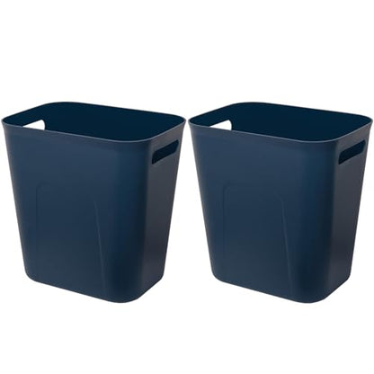 UUJOLY Plastic Small Trash Can Wastebasket, Garbage Container Basket for Bathrooms, Laundry Room, Kitchens, Offices, Kids Rooms, Dorms, 3.5 Gallon, Navy Blue, 2 Pack | Compact Sturdy Garbage Can for Bathroom, Laundry Room, Kitchen, Office, Kids Room, Dorm