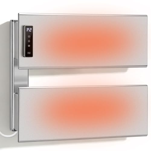 Wall Mounted Towel Warmer Rack with Adjustable Temperature (104-140°F) and Timer Control | Fast Heating Electric Towel Heater for Bathroom 18.11" x 13.11" Bluetooth & Wi-Fi App Control