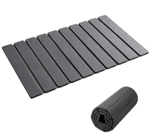 Foldable Stone Bath Mat Quick Dry Non-Slip 23.6 x 15.5 in Bathroom | Foldable Stone Bath Mat with Non-Slip, Diatomaceous Earth Bath Mat with Non-Slip Mat,Quick Dry, Stone Material, Bathroom Use - color: Grey