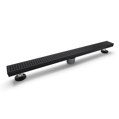 36 Inch Linear Shower Drain, Matte Black 304 Stainless Steel, CUPC Certified Floor Drain with Removable Grate, Hair Strainer and Leveling Feet - color: Black, size: 36''