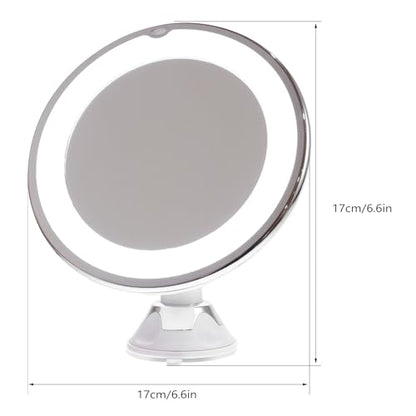 OSALADI 10x Magnifying LED Lighted Makeup Mirror with Suction Cup, 7-inch Bathroom Vanity Mirror for Detailed Cosmetics Application and Travel Use