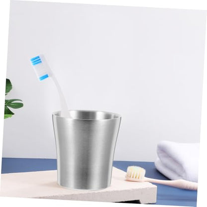 Cabilock Bathroom Insulated Tumbler Metal Cups Water Tumblers Mug Drinking Glasses for Travel Camping Silver Cup 180ml