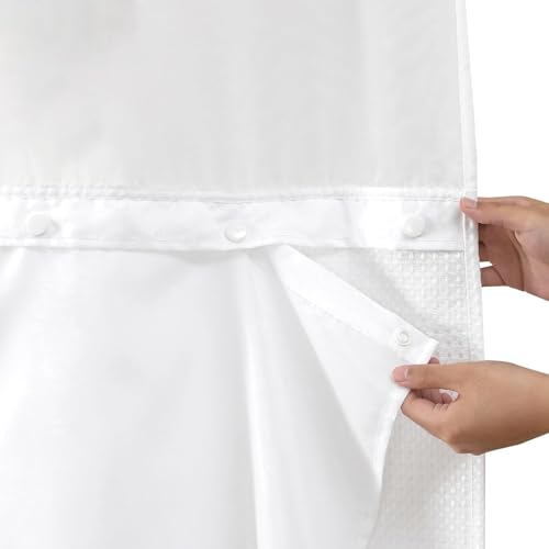 1 Pack Fabric Snap in Shower Curtain Liner Replacement, 70W x 54H | Removable & Water-Repellent,Machine Washable, with Magnets-Detachable Liner (Fit 71(W) x 74(H) with Window Shower Curtain)