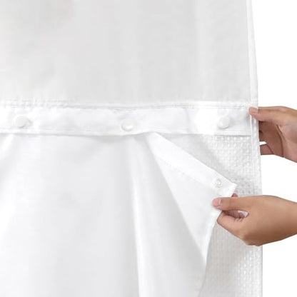 1 Pack Fabric Snap in Shower Curtain Liner Replacement, 70W x 54H | Removable & Water-Repellent,Machine Washable, with Magnets-Detachable Liner (Fit 71(W) x 74(H) with Window Shower Curtain)