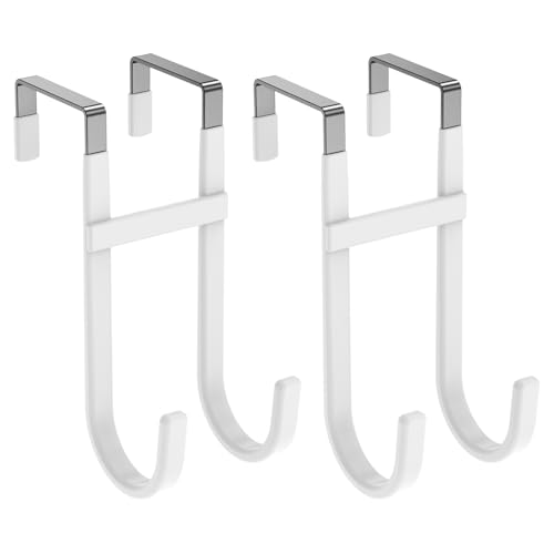 Over The Door Hooks, 2 Pack Dual-Hook 5" Long Door Hangers with Non-Slip PVC Coating for Clothes, Hats, Towel, Bags for Bathroom Bedroom Kitchen, Fits Most 1.2" - 1.4" Width Interior Doors - style: 2 Pack Style