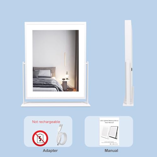 Beelux Vanity Mirror with Lights, 11" Makeup Mirror with Dimmable Light, Smart Control, Memory, Adjustable 3 Modes Lighted LED Mirror for Christmas Birthday Thanksgiving Mother's Day White - size: 11"L x 9.9"W