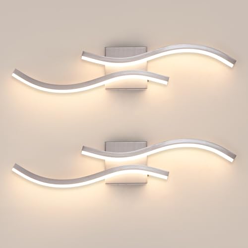 2 Pcaks Nickel Bathroom Vanity Light Fixture, 24in 5CCT Dimmable Modern Led Bathroom Light Fixtures Over Mirror, 26W LED Vanity Lighting Bar for Bathrooms (Brushed Nickel,2 Packs, 24inch) - color: Brushed Nickel,2 Packs, size: 24inch