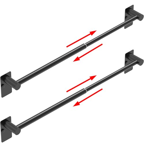 Towel Bar, Adhesive or Drill Wall Mount, Matte Black, 2 Pack | Adjustable 14.4 to 25.2 Inch, 304 Stainless Steel Hand Towel Holder, Square Base Towel Racks for Bathroom, Kitchen Use - color: Standard Length–black