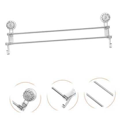 Simple Elegant Suction Cup Towel Rack No Drill Double Pole Bathroom Wall Mount Towel Holder Dryer Shoe Rack