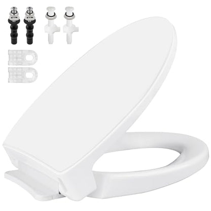 SS114 Toilet Seat Replacement Compatible with TOTO, Elongated Soft Close | Toilet Seat for SS154/SS204/SS214/SS224, Transitional Heavy Duty Oval Toilet Seats, 2-Pack Toilet Bolts and Nuts, White - style: Heavy Duty Elongated