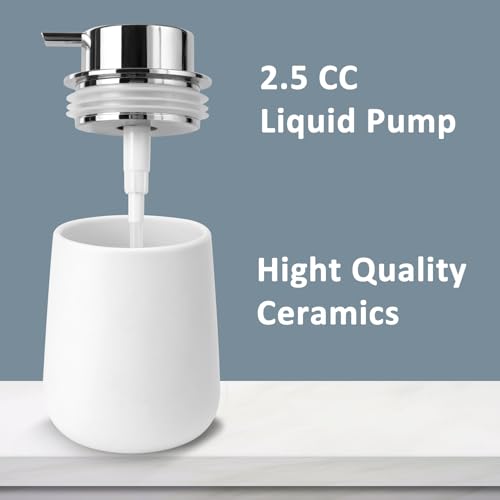Soap Dispenser Ceramic with Easy-to-Press Pump Hand Lotion Liquid Dispenser for Shampoo Bathroom Kitchen 12 oz - color: Silverwhite