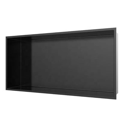 Stainless Steel Shower Niche, Recessed Niche Shower, Rectangle Bathroom Wall Soap Niche Nook Insert for Sealed Shower Assemblies,Black - color: Black