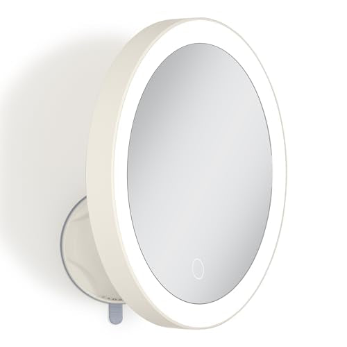 Lighted Wall Mounted Suction Cup Makeup Mirror with 10X Magnification - color: Neutral
