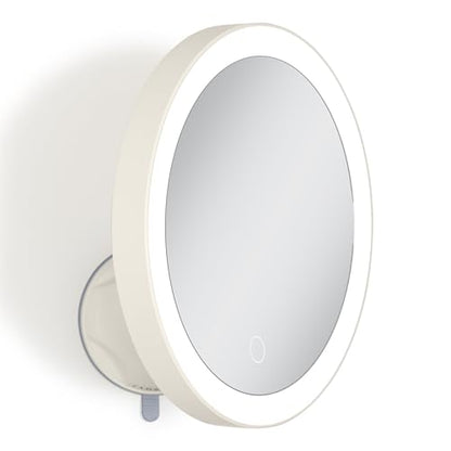 Lighted Wall Mounted Suction Cup Makeup Mirror with 10X Magnification - color: Neutral