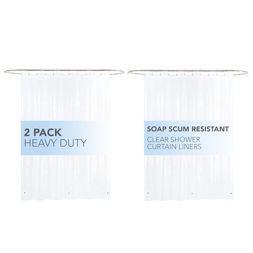 Arkwright Heavy Duty Shower Curtain Liner - 2 Pack - 100% Waterproof, 8G PEVA with Rust-Proof Metal Grommets & Weighted Hem, Standard Size for Bathroom, 72 x 72 in, Clear