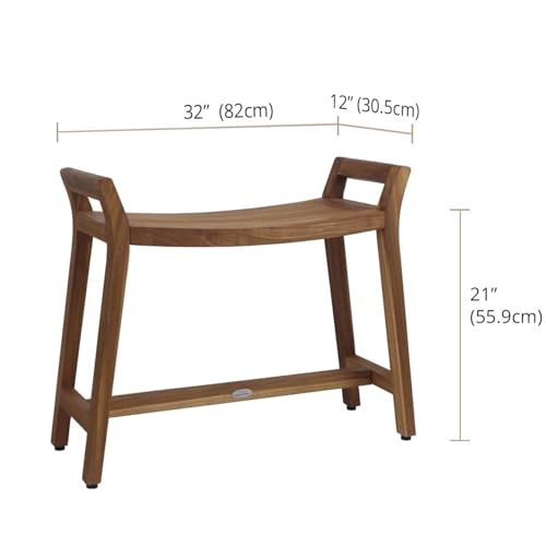 AquaTeak Patented Asia Ascend Estate Teak Shower Bench with Elevated Height