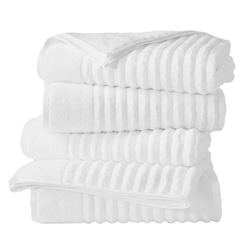 Great Bay Home 4 Pack Bath Towel Set - 100% Cotton Towels - Absorbent & Quick-Dry Towels for Bathroom (White) - color: White, size: Bath Towel (Pack of 4)