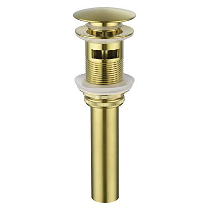 BESTILL Bathroom Sink Drain Stopper, Push Pop Up Drain with Overflow, Brushed Gold - color: Brushed Gold, style: with Overflow