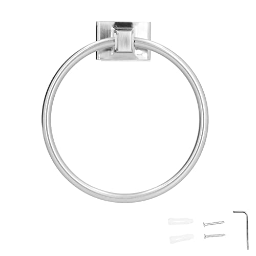 Generic Towel Ring Towel Holder Rack Wall Mounted Heavy Duty Zinc Alloy Stainless Steel Bathroom Hanger with Square Base for Home Bathroom