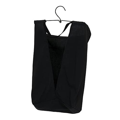 Household Essentials Door Hanging Laundry Bag in Washable Canvas with Loop Handle, Black - color: Black