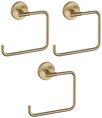 Delta Hand Towel Holder | Square Champagne Bronze Ring for Hanging Towels in Kitchen, Bathroom | Trinsic Accessories (Pack of 3) - color: Champagne Bronze, size: 2 x 6.41 x 5.69 Inches (Pack of 3)