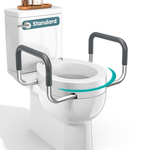 PELEGON Raised Toilet Seat With Handles (300lb) Toilet Seat Risers for Seniors, Raised Toilet Seat for Handicap Toilet Seat For Elderly & Disabled - Standard Seat - size: Standard