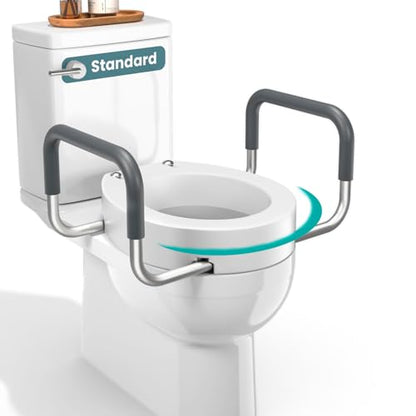 PELEGON Raised Toilet Seat With Handles (300lb) Toilet Seat Risers for Seniors, Raised Toilet Seat for Handicap Toilet Seat For Elderly & Disabled - Standard Seat - size: Standard