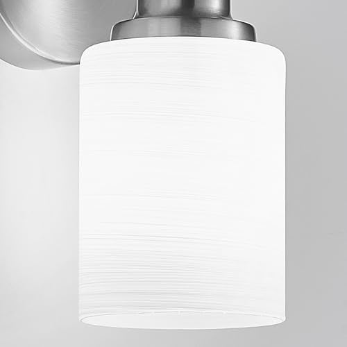 2-Pack 1-Light Vanity Lights, Brushed Nickel Bathroom Light Fixture with Textured Milky White Glass Shade, E26 Modern Vanity Lighting Fixture for Bathroom Wall Sconce - color: Nickel, size: 4.7 Inch : 1-Light