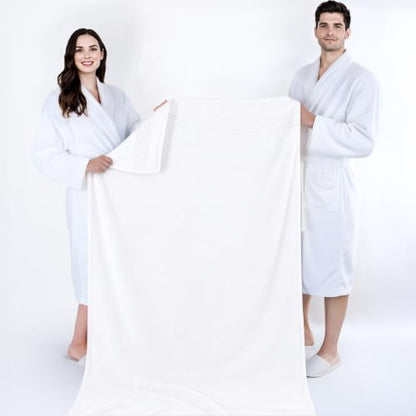 Cotton Paradise 100% Cotton Turkish Towel Set, Soft Absorbent Quick Dry, 2 Piece 35x70 Bath Sheet Set, Snow White - color: Snow White, size: 35"x70"