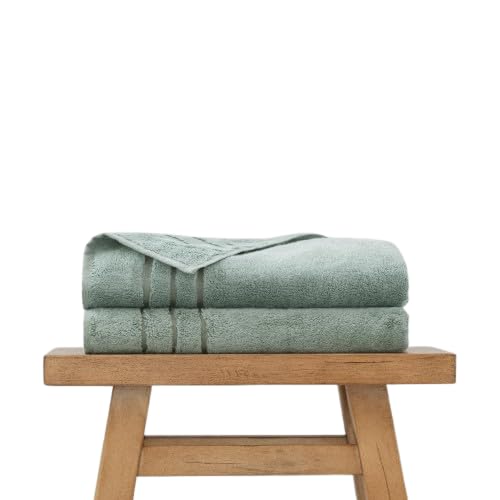 Cariloha Extra Smooth Towel Viscose from Bamboo 28"x54" Highly Absorbent Odor Resistant Ocean Mist 2 Pack Bundle - color: Ocean Mist