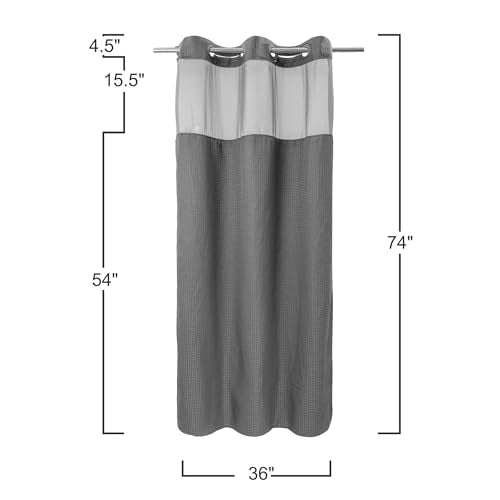 River Dream Stall Heavyweight No Hooks Required Dotted Waffle Weave Shower Curtain with Snap in Liner - 36W x 74H,Hotel Grade,Spa Like Bath Curtain,Gray - color: Grey, size: 36"W x 74"L (Pack of 1)