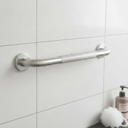 Stainless Steel Bathroom Grab Bar, Silver Textured Grip Handrail for Shower and Bathtub, Durable Wall Mount Rail - size: 11.02 x 0.98 x 2.95 in