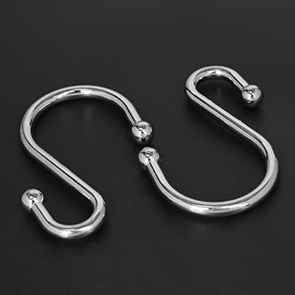Shower Curtain Hooks, Set of 12 Rust Proof S Shaped Decorative Shower Curtain Rings,Multi-Purpose Hangers S Hooks (Chrome) - color: Chrome