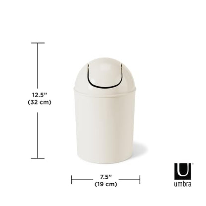 Umbra 1.25 Gallon Mini Waste Can with Removable Swing-Top Lid - Small Garbage Bin for Kitchen, Bathroom, Bedroom, Office - Compact Trash Can Fit Under Tables & Counters - Sand - color: Sand