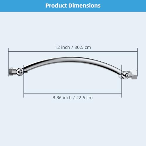 Hibbent All Metal 10'' Shower Head Extension Arm, Chrome | Solid Brass Adjustable Shower Arm with Lock Joint, Flexible Height & Angle, Universal Connection Shower Head Extender - color: Chrome, size: 10 Inch