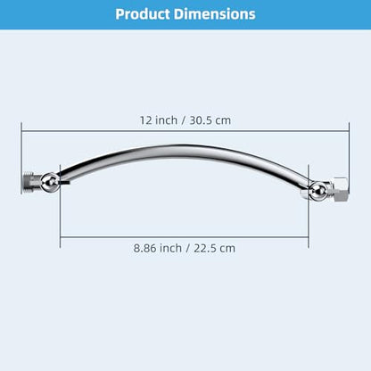 Hibbent All Metal 10'' Shower Head Extension Arm, Chrome | Solid Brass Adjustable Shower Arm with Lock Joint, Flexible Height & Angle, Universal Connection Shower Head Extender - color: Chrome, size: 10 Inch