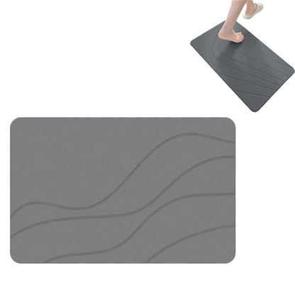 Matmend Bath Mat, Stone Bath Mat Diatomaceous Earth Quick Drying Non-Slip Shower Mats, Water Absorbing Rug Outside Shower, Diatomaceous Earth Stone Material (Grey) - color: Grey