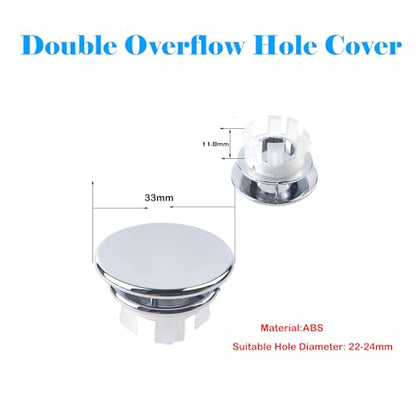 4 Pack Bathroom Basin Sink Round Tidy Trim Chrome Round Overflow Cover Rings Hole Replacement Ceramic Pots for Home,Sink,Bathroom,Kitchen - color: Double Layer