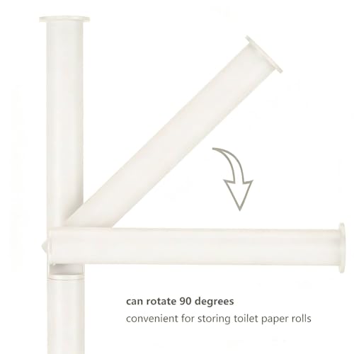 Toilet Paper Holder Stand with 5 Roll Storage Weighted Base (Matt Cream) | freestanding tp holder | silicone non-slip base | large storage capacity | tidy organized bathroom | 2mm thickened steel - color: Matt Cream