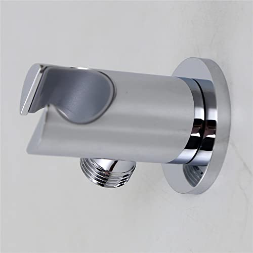 Hand Held Shower Head Holder Hose Connector Shower Wand Holder Wall Mount Handheld Shower Handle Sprayer Holder Shower Hose Adapter Shower Elbow with Spray Head Bracket 1/2 NPT Female Thread Chrome - color: Chrome