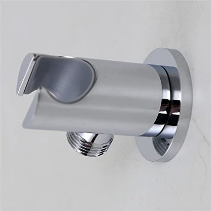 Hand Held Shower Head Holder Hose Connector Shower Wand Holder Wall Mount Handheld Shower Handle Sprayer Holder Shower Hose Adapter Shower Elbow with Spray Head Bracket 1/2 NPT Female Thread Chrome - color: Chrome