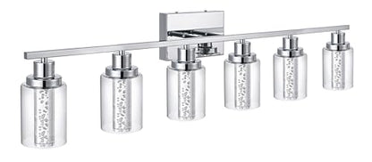 MELUCEE 6-Light LED Bathroom Vanity Light Chrome 5 Color Temperature | Dimmable Modern Vanity Lights Bathroom Light Bar Wall Sconce with Crystal Bubble Clear Glass Shade, Built-In LED Chips - color: Chrome, size: LED-6 Lights