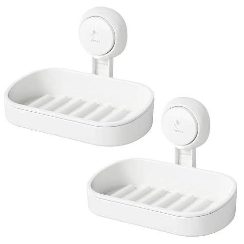 Soap Holder, Soap Dish for Shower, Suction Cup Bar Soap Holder | 2 Set Soap Bar Holder for Shower, Wall Mounted Self Draining, NO Drill Sponge Holder for Bathroom, Bathtub Kitchen Sink - style: 2 tiers